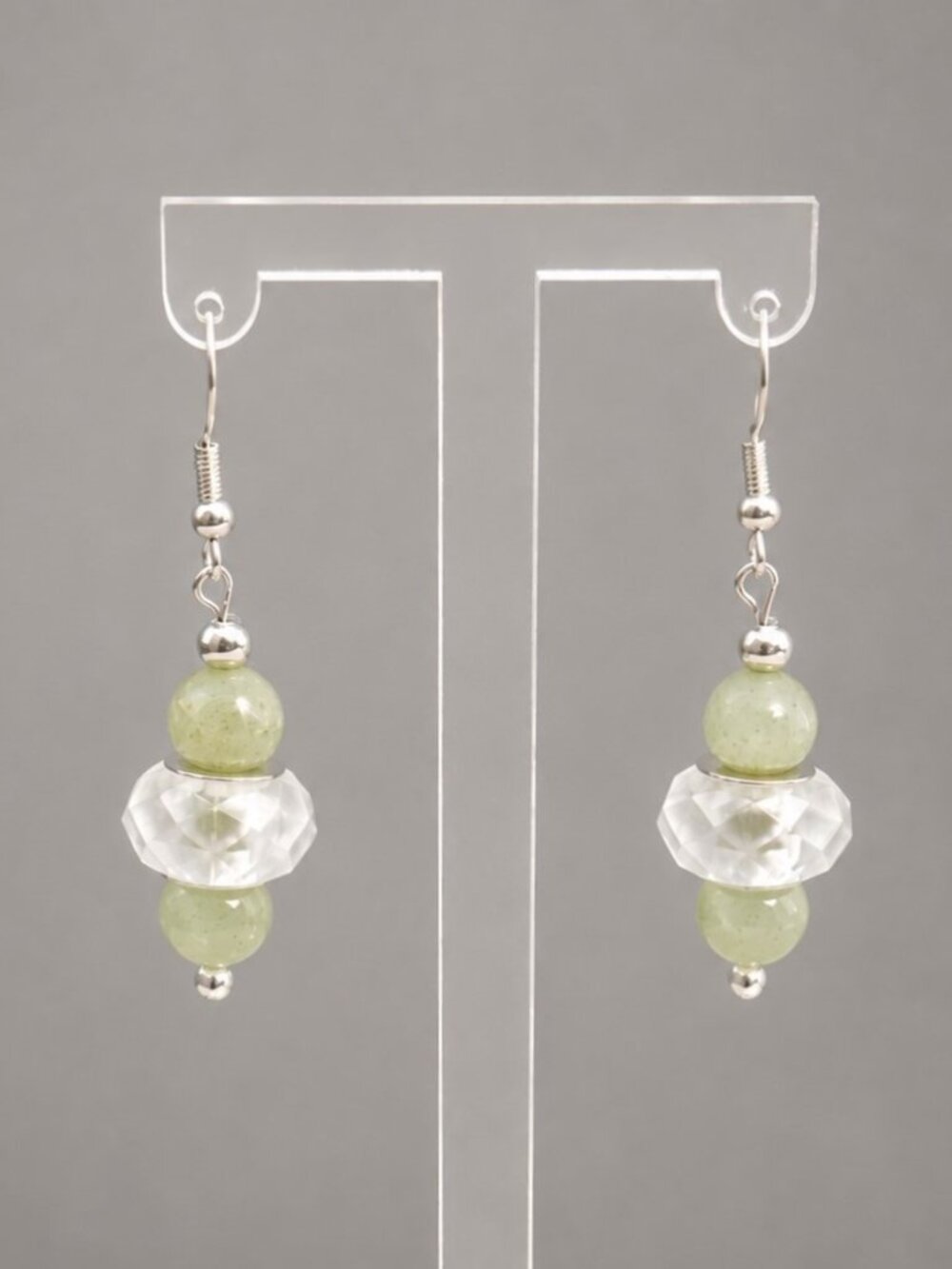 Pale Green Agate Dangle Earrings